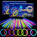 YAAVAAW 200 Bracelet Fluorescent Lumineux Enfant Adulte,Bâtons Fluo avec 200 Connecteurs,Lunettes Fluo Bracelets Fluorescents pour Halloween,Noël, Anniversaires,Mariage,Fournitures de Fête Sombre