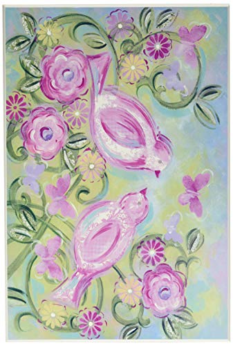 Oiseaux dans un jardin plaque murale rose pastel pour une enfance douce et sereine