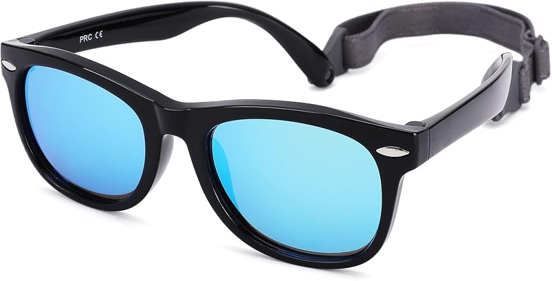 Óculos de sol infantis NULOOQ com lentes polarizadas, armação flexível e tira, 0 a 24 meses