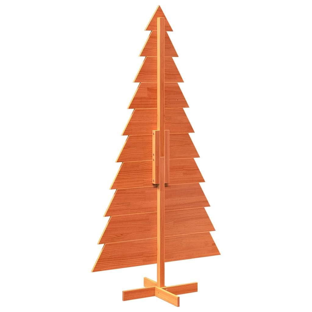 Homgoday Sapin de Noël en bois pour décoration d'intérieur ou d'extérieur - Marron ciré - 180 cm - Pin de Noël avec support en métal