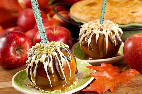 24 Pack Bling Candy Apple Sticks and Bags Kits, Caramel Apple Wooden Skewers,Food Bamboo Decorative Sticks for Rice Krispie Treats Cookie Cake Pops Corn Dogs with Glass Wrapper Glitter Ribbons Tie - Thumbnail 5