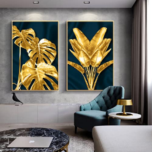 Monstera Feuille Toile Peintures Abstraites 60x80cm Décoration Murale Salon Moderne