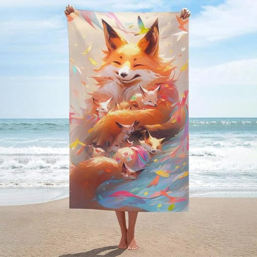 Serviette de plage renard en automne microfibre 130x80 cm - 2