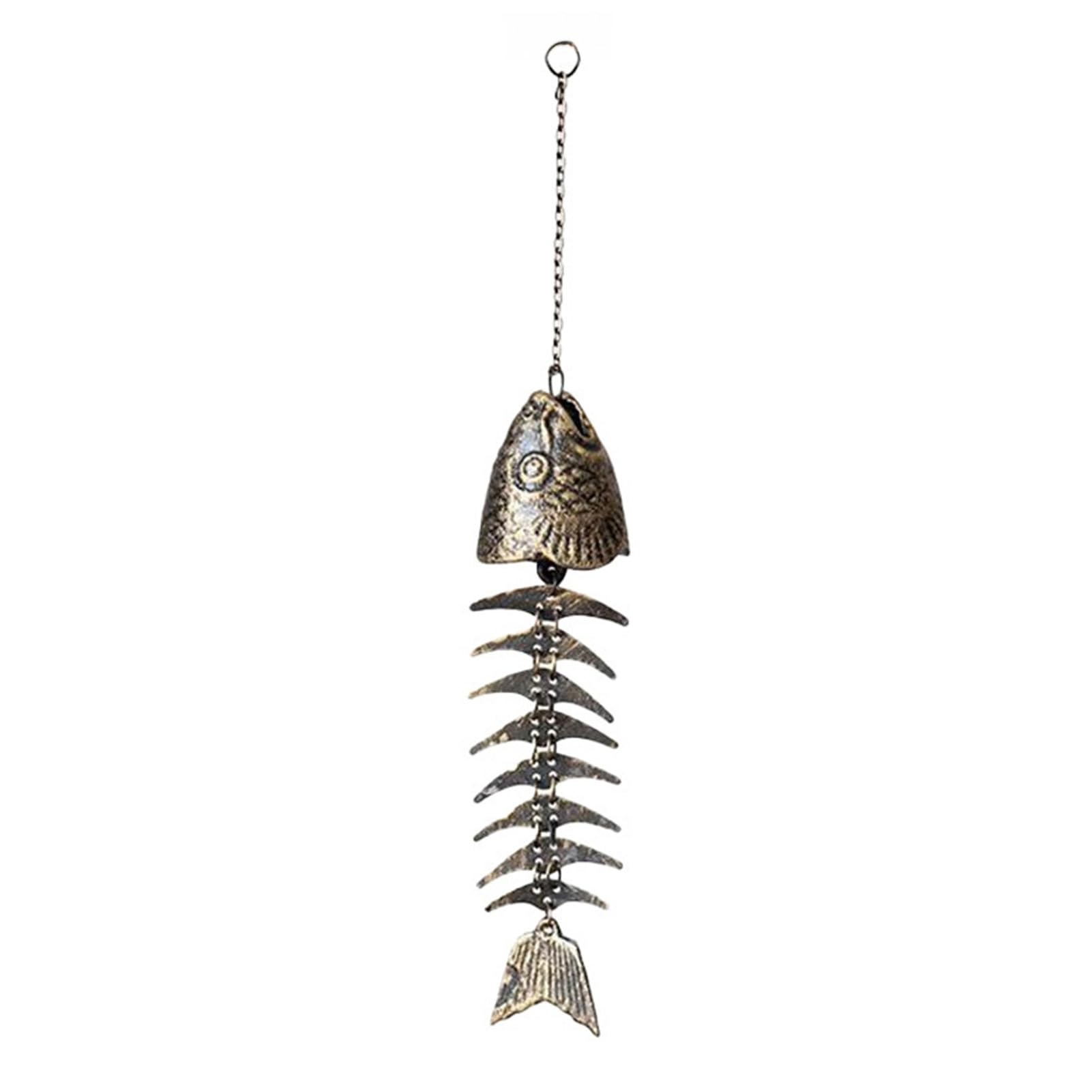 Fish Skeleton Windchime Vintage Metal Fish Bone Wind Chime Outdoor Hanging Bell with Soothing Melody for Garden Home Yard Porch