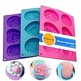 Helpcook Silicone Soap Molds,6-Cavity Mixed Patterns Handmade Soap Making Mold,Silicone Baking Mold for Chocolate Biscuit Cake Muffin and More(Set of 3)