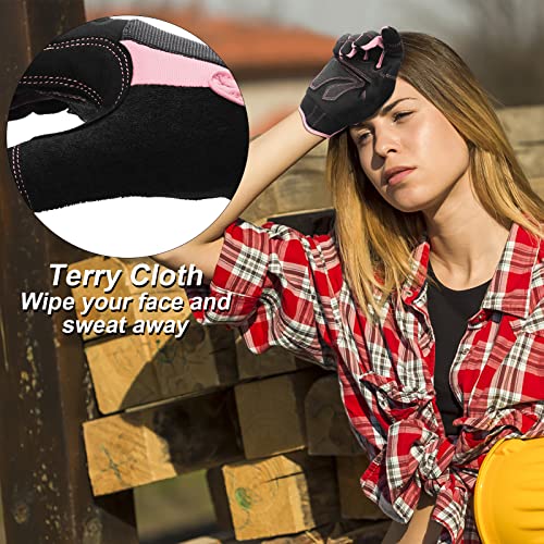 Huwluiwa Work Gloves Women, Flexible & Stretchable Touchscreen Pink Working Glove Utility Synthetic Leather Mechanic Gloves For Construction Yardwork Gardening Small Pink #TOP1