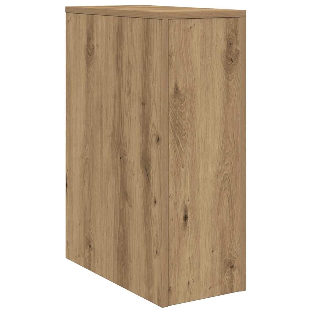 vidaXL Armario de baño Estrecho con Ruedas Madera Roble artisian