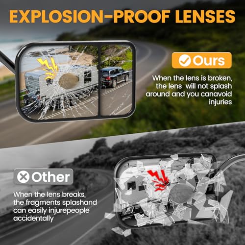 Image of Universal Towing Mirrors Extenders for Towing, Clip-on Towing Mirror Adjustable Convex Rearview Mirrors for Vehicle Car Truck Trailer RV SUV, Side Mirror Extensions for Towing, 2 Pack