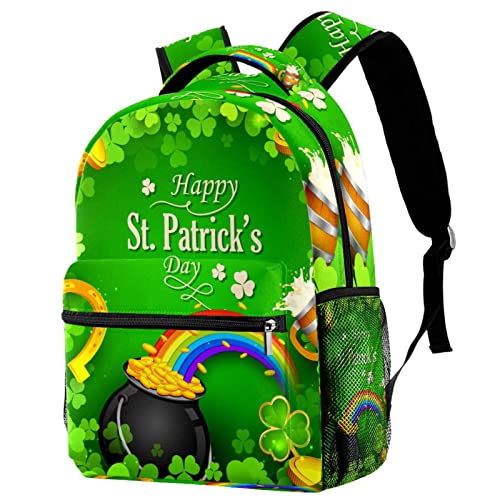 Sacs à dos légers pour livres d'école Saint Patrick motif trèfles