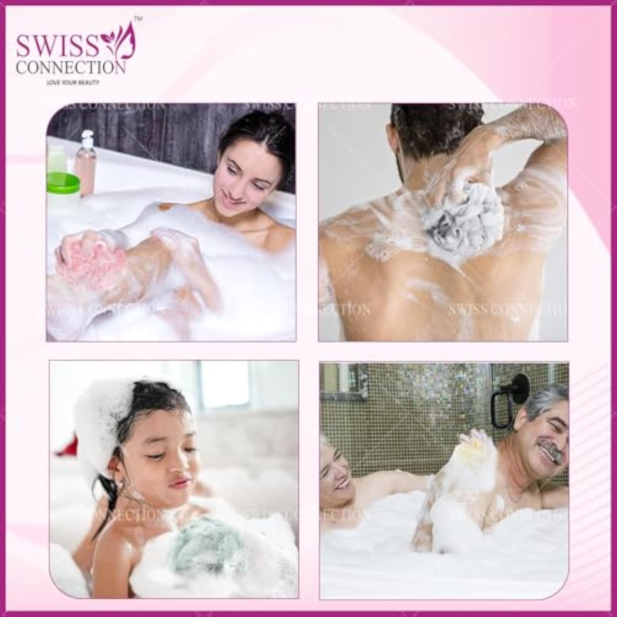 Extra Fluffy Round Loofah Bath Scrubber, Multicolor Set