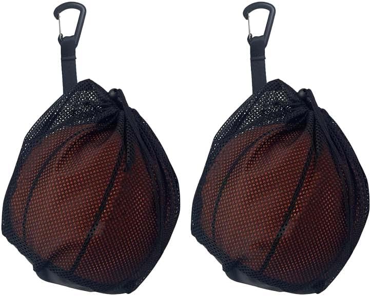 Single Ball Bag with Double Hook, Balls Storage Bags with Zipper Pocket, Drawstring Sling Backpack for Soccer Basketball Football Volleyball Rugby