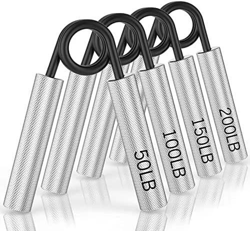 ZEAGUS Grip Strength Trainer 4 Pack,50LB-200LB Metal Hand Grip Strengthener,Non-Slip Heavy-Duty Forearm Exerciser,Hand Gripper for Muscle Building and Hand Rehabilitation Exercising