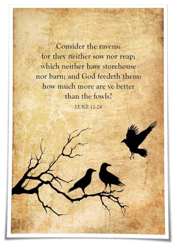 Deneest Luke 12 24 Bible Verse Wall Art Vintage Scripture