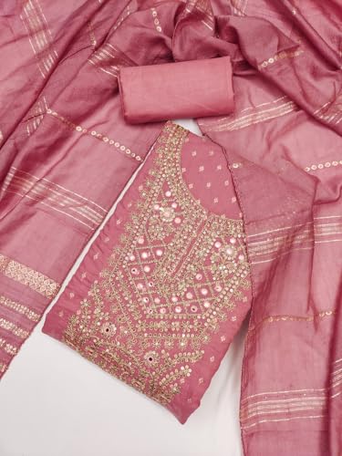 Image of LATEST DRESS MATERIAL FOR WOMEN FEBRIC TYP CHANDERI SILK