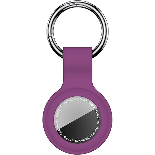 Compatible with AirTag Case Keychain for Air Tag Holder Silicone for AirTags Key Ring Cases Tags Chain for Apple for AirTag GPS Item Finders Accessories, Deep Purple
