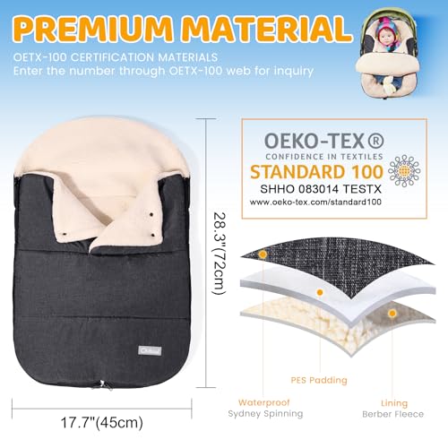 Image of Orzbow Winter Carseat Cover for Baby, Cozy Fleece, Universal Fit, Dark Grey