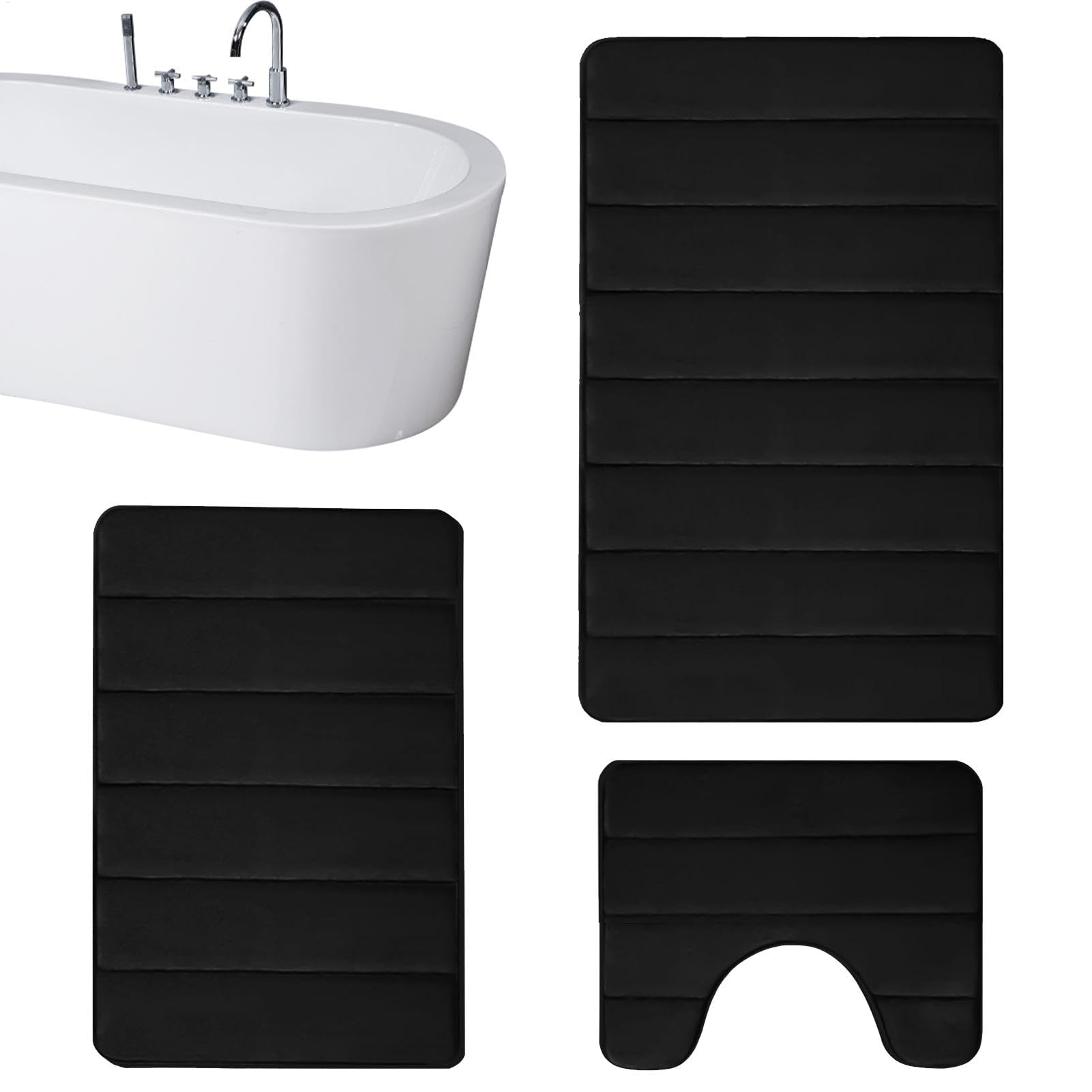 Ensemble tapis de bain carré et contour WC pour sécuriser vos sols