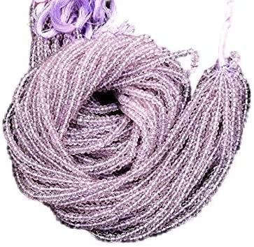 Kashish Gems & Jewels AAA+ Pink Amethyst Gemstone 3 mm - 4 mm Rondelle Faceted Beads | 13 Inch Strand | Natural Pink Amethyst Hand-Cut Semi-Precious Stone Beads for Jewellery, Gemstone, Amethyst