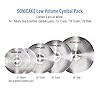 SONICAKE Low Volume Cymbal Pack Quiet Cymbal Set 14" Hi-Hat+16" Crash+18" Crash+20" Ride Cymbal Practice Set of 5pcs Silver #1