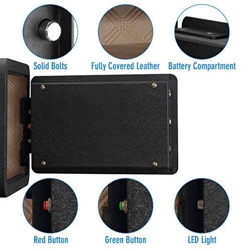 Tenamic Biometric Fingerprint Safe Box 0.85 Cubic Feet Fireproof Waterproof Safe Box With Induction Light And Leather, Solid Alloy Steel Office Hotel Home Cabinet Safe, Black #TOP6