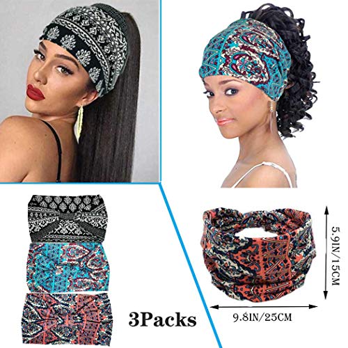 Efdagsad Boho Headbands Wide Head Wraps For Women African Knotted Boho Bandeau Head Wrap Elastic Sports Bohemian Headbands Hair Band Yoga Hair Wraps Head Bands #TOP3