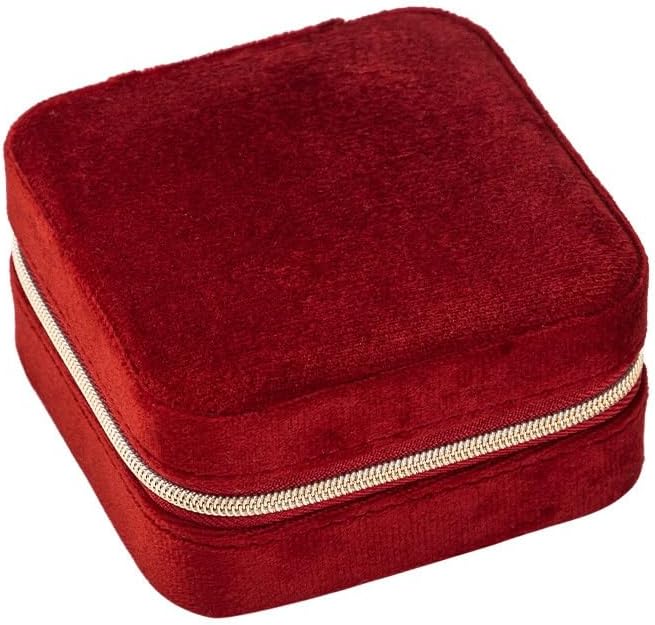 Gift Box Jewelry Velvet Fabric Portable Necklace Earrings Accessories Storage