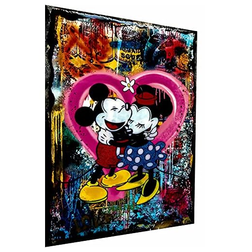 Magic Canvas Ar Pop Art Musse Pigg hjärta canvasbild 1-delat högkvalitativt konsttryck väggbilder – B8014, storlek: 180 x 90 cm