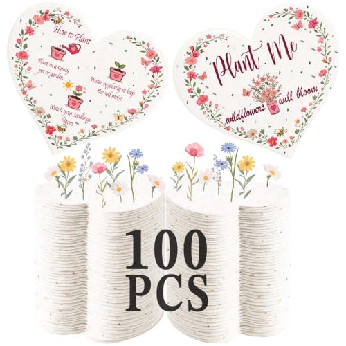 miaform 100 Pcs Plantable Seed Paper Card Hearts. Baby Shower Party Favors for Guests 100 Pcs Small Business Plantable Thank You Card Hearts. Wedding Favors for Guests Bulk 100