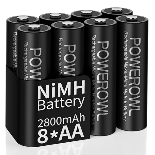POWEROWL 8 Piezas Pilas AA Recargables, 1.2V Pila Recargable AA NI-MH para Cepillo de Dientes Eléctrico (Paquete de 8)