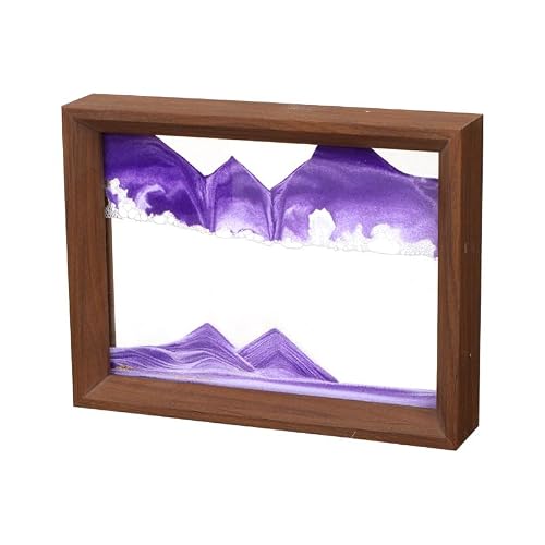 AzureLeap Pittura di Sabbia che Scorre Quadro 3D - Paesaggio Marino, Cornice in Legno, Giocattolo da Scrivania per Adulti, Viola-8