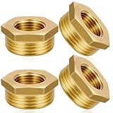 Flintronic 4 Stück Messing Reduzierstück 1/2 auf 1/4 Zoll, Ø 20mm Außengewinde auf Ø 15mm Innengewinde, AG/IG Reduzierung mit Sechskant für Industrie, Gewerbe, Garten und Haushalt