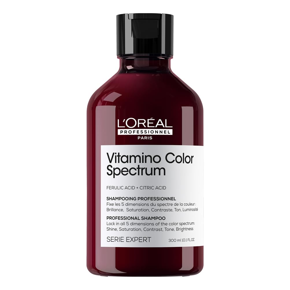 L'Oréal Professionnel Shampoo für Farbbrillanz mit Glass Hair Effekt bei coloriertem Haar, Mit Ferula- & Zitronensäure, Vegan, Serie Expert, Vitamino Color Spectrum Shampoo, 300 ml