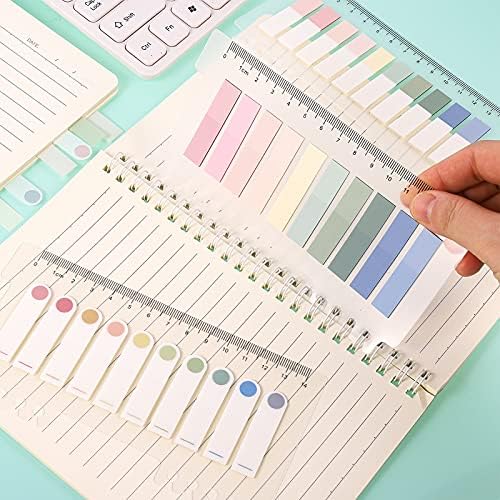 Fuyamp 600 Pcs Sticky Index Tabs with Ruler, 3 Pack Colored Sticky Page Marker, Writable and Repositionable Filing Note Flags for Reading Notes, Notebook, Books, Classify FilesBlue