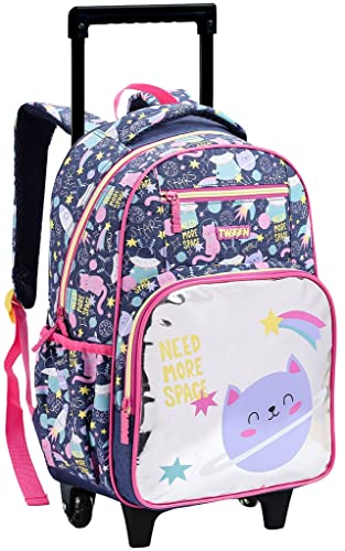 Kit Mochila Escolar Rodinhas Gatinha Juvenil Infantil Feminina Menina Lancheira Térmica Impermeável