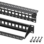 Cable Matters Rackmount or Wall Mount 1U 24 Port Keystone Patch Panel with Cable Management and Support Bar, 19-inch Blank Patch Panel for Keystone Jacks