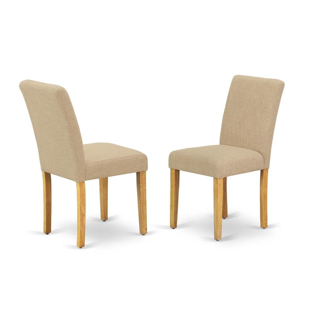Upholstered Dining Chair Parsons Style with Padded Seat by Furnifact – Wood, Oak, Pack of 2