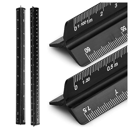 2 Pcs Regla de Escala 30 cm, Regla Triangular de Aluminio, 1:20, 1:25, 1:50, 1:75, 1:100, 1:125/1:100, 1:200, 1:250, 1:300, 1:400, 1:500,Escalimetro Profesional Regla Métrica para Ingeniero Arquitecto