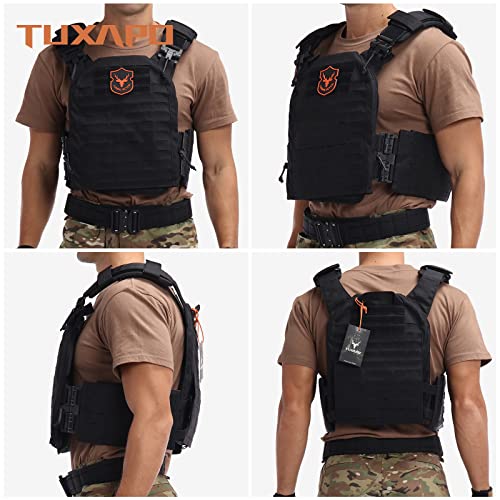 Tuxapo Black Tactical Vest Molle Lightweight Quick Release Adjustable Vests Fit Adult #TOP4