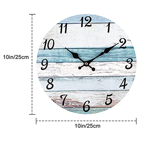Homotte Wall Clock, 10 Inch Battery Operated Clocks Living Room Decor, Silent Non-Ticking Bathroom Round Country Retro Rustic Style Wall Clock for Home Bedroom Office - Image 5