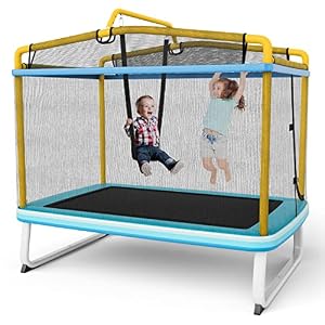 COSTWAY 3 in 1 Kindertrampolin, Fitness Trampolin Outdoor (Gelb)