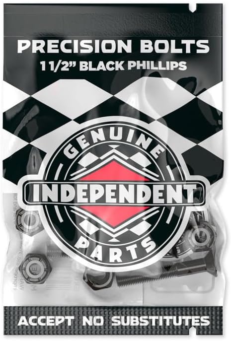 Independent Genuine Parts Cross Bolts Standard Phillips Skateboard Hardware (Black/Black, 1 1/2")