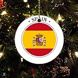 Adorno de Navidad para árbol de Navidad, bandera nacional de España, adornos para árbol de Navidad, porcelana de doble cara