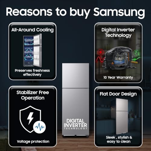 Image of Samsung 236 L, 2 Star, Digital Inverter, Frost Free Double Door Refrigerator (RT40H28W2QHL, Gray Silver, 2026 Model)