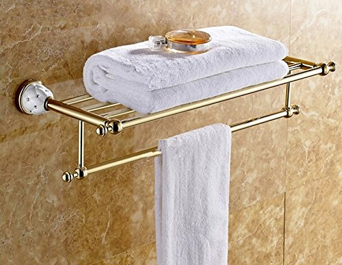 Porte-serviettes de bain étagères dorées pour matériel de salle de bain
