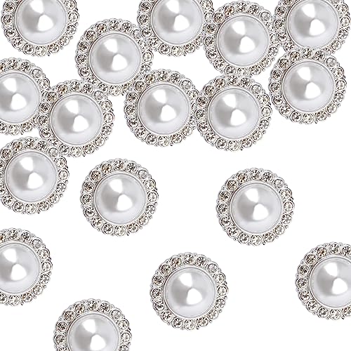 URROMA 30 Pcs Silver Retro Pearl Buttons