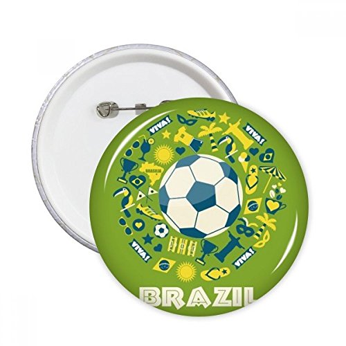 Badge Brésil broches rondes Soccer Jersey Trophy Viva pour vêtements 5 pcs XXL