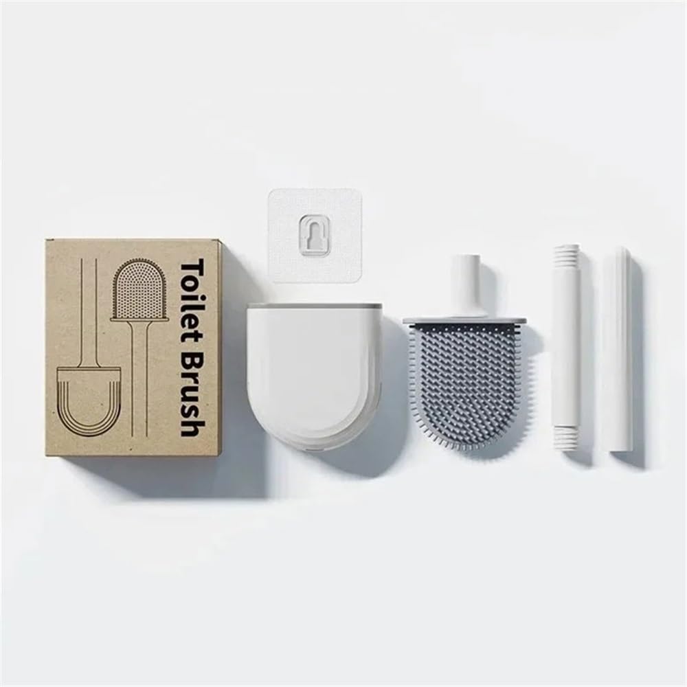 Zyyanshop White Toilet Brush Wall Mounted Thermoplastic Rubber Toilet Brush With Removable Handle(White)