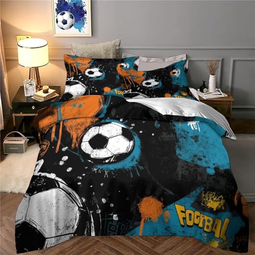 Housse de couette foot 3D graffiti 135x200 pour lit simple ado fille