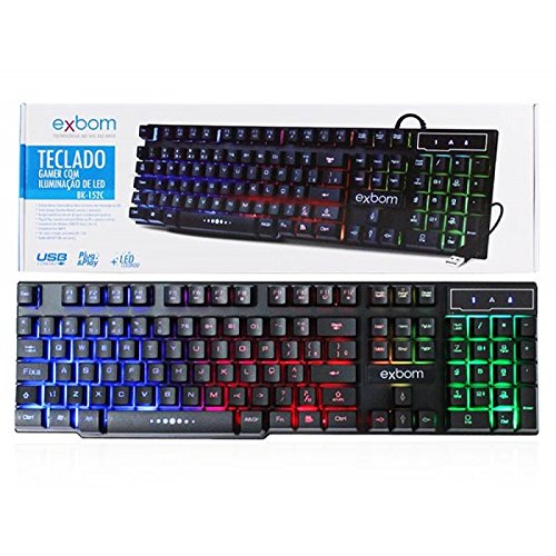 Teclado Gamer Usb Semi Mecânico Iluminado Exbom Bk-152c