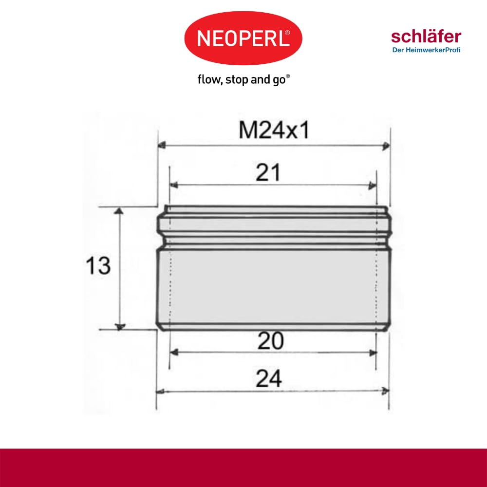 Schläfer 67085-C | Bec de rechange pour Robinet d'évier de cuisine - Longueur 200 mm - Raccord d'étanchéité de 3/4 (Ø24,9 mm), Compatible avec aérateur Neoperl anti-calcaire économie d'eau